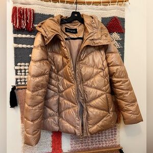 Guess Women's Metallic Gold Puffer Jacket